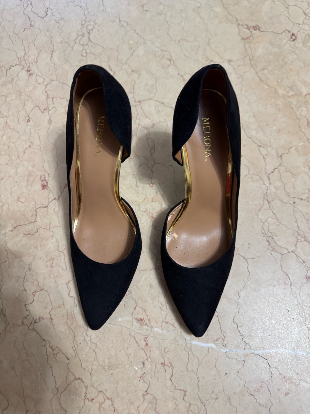 Merona Black Suede Pointed D'Orsay Heels